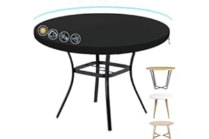 DEVENIRRICHE Garden Table Cover Round, Patio Garden Furniture Table Cover, Waterproof 210D Oxford Fabric Patio Table Top Covers, Outdoor and Indoor Fitted Round Table Covers with Storage Bag, Ø94X10cm Black