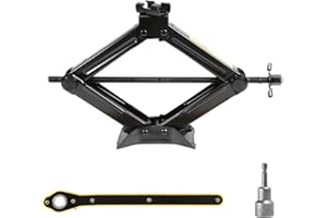 EIDOCT 2 Ton Heavy-Duty Scissor Jack Car Lift - Labour-Saving Ratchet Handle & Electric Drill Compatible, Thickened Steel Plate Construction for Cars/SUVs/MPVs, Emergency Car Jack Kit with Lifting Wrench