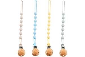 BDHYYM 4 Pezzi Catenella Portaciuccio Silicone,Catenella Portaciuccio in Silicone,Catena Ciuccio Clip,Catenelle per Ciuccio,Portaciuccio Catenella,Catena Portaciuccio,Catenella Porta Ciuccio