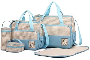Miss Lulu Bolsos Cambiadores para Bebés Totes Bolsa de Bebé 5 piezas Multifunción Pañales Messenger Bolsa de Maternidad Hospital Bolsa para Pañales Bolso de Mano Bandolera Portabiberones con Cambiador