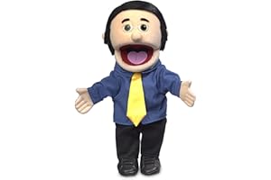 Silly Puppets, Burattino George, Peach Dad/Uomo d'affari, Marionetta a mano da 14 pollici, Arancione, Poliestere, 3 anni in su