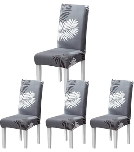 Zindoo Stoelhoezen, set van 6 stuks, groot, stretch, modern geometrisch patroon, afneembaar, wasbaar, voor slaapkamer, woonkamer, eetkamerstoelen