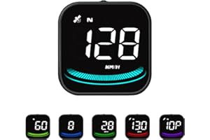 ROADTIME Auto HUD Head Up Display, Digital KMH & MPH Geschwindigkeitsmesser mit Alarm bei Überdrehzahlalarm Warnung, 2,2 Zoll LCD Bildschirm Kompass mit Müdigkeits Warnung