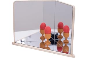 tickit Wooden 4-Way Mirror – Funhouse Reflection Toy for Kids , Birch Plywood Mirror for Sensory and Imaginative Play , 90° Corner Design for Infinite Reflections