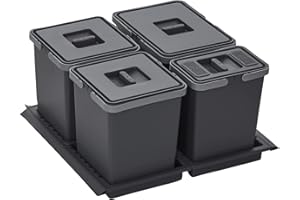 Cubo de basura SOTECH Draw 15+10+10+6L Sistema de Separación de Residuos con Tapa Sistema de Residuos para Ancho 60 cm