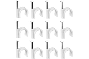 ABNII Fermacavi Muro, 400 Pezzi 6mm Fermacavo con Chiodo, Bianco Rotondi Graffette Clip per Cavi, Fascetta per cavi Fixpoint
