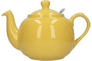 London Pottery Théière 2 Tasses avec Filtre Vert, Céramique, Jaune, 6 Tasses