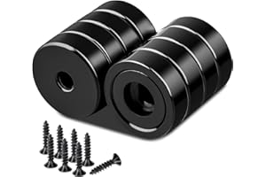 SWIHORAB Magneti al Neodimio Neri Extra Forti - 8 Dischi da 16 mm con Foro, Base in Acciaio a Testa Svasata