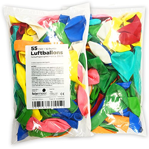 55 Luftballons Bunt & Farbenfroh – geeignet für Befüllung mit Luft oder Helium - 2