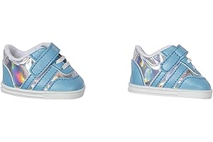 Zapf Creation 831779 BABY born Sneakers blau 43 cm - hellblau silber glitzernde Puppenschuhe