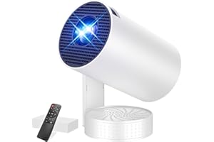 NYRALIS Mini Projector with WiFi 6 and Bluetooth 5.4, Support 4K 1080P Short Focus Portable Projector 15Watt Sound Base Speaker Auto Keystone 270° Rotatable Compatibile with HDMI/TV Stick/Laptop/Memory Stick