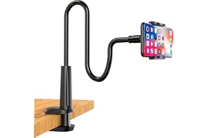 King Shine Universal Cell Phone Holder, Lazy Bracket Mobile Phone Stand, Cell Phone Clip-on Stand Holder - with Grip Flexible Long Arm Gooseneck Bracket Mount Clamp for All Mobile and Tablets/Kindle
