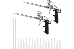 BBTCXJS 2 x Expanding Foam Guns, Professional PU Foaming Sealant Spray Foam Gun, Spray Thermal Insulation Application Applicator for Caulking Filling Sealing Windows, with 2 Long Nozzles & 40 Short Nozzles