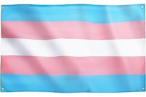 Runesol Transgender Flag, 91x152cm, (3ft x 5ft) Trans Banner, Pride Flag, Eyelet in Every Corner, LGBTQ+, Parade, Festival, Party, Carnival, Day of Visibility, Inside, Outside, Vivid Colours