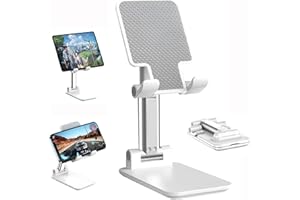 ZSMJAER Support Telephone Réglable Pliable Innovant, Support Téléphone, Support pour Téléphone Portable de Bureau, Support iPhone Bureau, Support ipad Samsung Mini iPhone Tous Les Smartphones (Blanc)