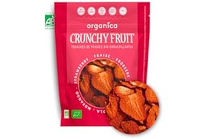 ORGANICA DOWN TO EARTH Organica Food Fraises lyophilisées Bio 100% fruit – Sachet refermable 12 g snack croustillant vegan sans sucre ajouté