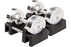 BRAINGAIN Verstellbare Hanteln - 23.5kg, 32.5kg, 41.5kg - Chrom/Schwarz - Vielseitige Heimfitness-Gewichte für Krafttraining