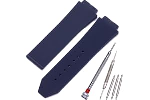 MCXGL Correa de goma de repuesto de 25 mm x 19 mm, compatible con Hublot Big Bang, correa de reloj de silicona, impermeable, pulsera de textura lineal