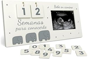 METACREART Regalos para embarazadas. Marco portafotos ecografia bebe calendario, regalos embarazadas originales, madre primeriza, anunciar embarazo abuelos, futuro papá, futura mamá, sorpresa embarazada