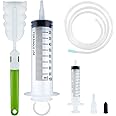 BOOHO Large Syringe, 100ml/200ml/300ml/500ml Reusable Liquid with Tube, Capacity Plastic for Laboratory, Measuring, Watering, Industry, Feeding Pets, Oil or Glue Applicator (100ml)