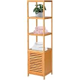 Digithome Bambu Tek Kapaklı 4 Raflı &Ccedil;ok Ama&ccedil;lı D&uuml;zenleyici Organizer Dolap - DB-0003
