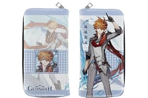 MayDee Genshin Impact Geldbörse, Genshin PU-Leder Cartoon Brieftasche Kinder Student Münze Geldbeutel, Digitaldruck Magnetverschluss Lange Clutch Bag Münzgeldbörse (H)