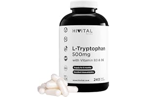 L-Tryptofan 500 mg. 240 veganska kapslar för 8 månaders behandling.