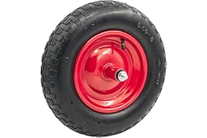 STI Ruota 3.5-8 Ø 360mm Gomma Pneumatica per Carriola compreso asse 210mm x 12mm