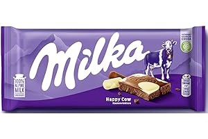 Milka Happy Cows Milk and White Chocolate Bar 100g (Bulk Box of 23 Bars) OFFICIAL