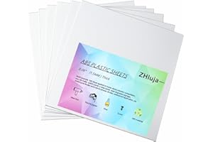 ZHluja White ABS Plastic Sheets-1.5mm/ 0.060" Thick,305 x 305mm, 6 Pack for Laser Cutting, and Moldable