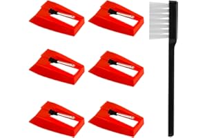 NQEUEPN 6 Pezzi Puntina per Giradischi, Puntina di Ricambio Giradischi Puntine Diamantate con Spazzola per Pulizia Kit per Victrola ION Crosley Fonografo LP Giradischi in Vinile