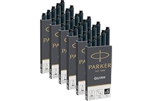 Parker Quink Fountain Pen Refill Ink Cartridges 30 Pack - Black Ink