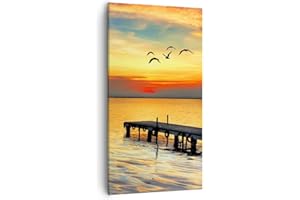 ARTTOR Lienzos decorativos 55x100cm Cuadro Sobre Lienzo Moderno Vertical Playa paisaje agua puente Grande Dormitorio Cuadros Pared Imágenes Cuadros Decoracion Salon Wall Art Prints Decor PA55x100-2535