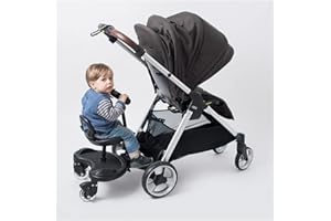 HOLDONELIGHT Buggy Board with seat, Standing Board, Toddlers Stroller Board Kiddy Board Stable Two Wheel Design with Seat, Standing Board fits Any Pushchair (2in1 Black)