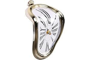 Tinsellns Melting Clock, Surrealistic Salvador Dali Inspired Table Shelf Desk Watch for Decorative Home Office Creative Gift, Gold (11298)