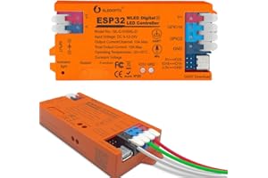 GLEDOPTO ESP32 WLED Controller LED Strip Light 15A Fuse Mic DIY Dynamic Lighting UART USB-C Download for RGB Addressable Digital Strips WS2811 WS2812 SK6812 TM1814 WS2813 WS2815 (Orange)