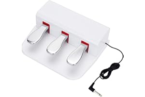 ATNEDCVH Pédale de sustain pour piano à 3 pédales d'amortissement 6,35 mm, prise universelle pour claviers électroniques et pianos numériques, piano électrique, claviers MIDI, synthétiseur (blanc)
