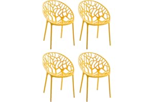 CLP 4er Set Gartenstühle Hope Kunststoff I Stapelstühle wetterfest und UV-beständig I Outdoorstühle pflegeleicht I Sessel für draußen, Farbe:gelb