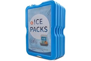 K-MART Lot de 5 Blocs de congélation pour Sacs à déjeuner et glacières – Fins, réutilisables et sans BPA | Longue durée, congélation Rapide | Parfait pour Pique-Nique, Camping, Plage et Sports de Plein air