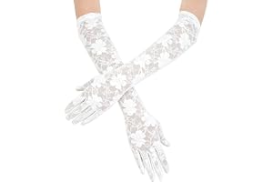 Korta spetsvantar för kvinnor, armbågslånga operavantar i blommig spets, stretch för bröllop, vintagefest, dans och maskeradk