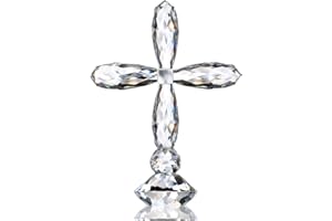 H&D HYALINE & DORA 13 cm hohes Kristallkreuz stehend auf Sockel, Glas-Kreuzfigur, Sammlerstück, traditionelle christliche Tischdekoration, transparent