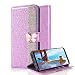 Produktbild Für Samsung Galaxy S9 Plus Hülle,Aearl Klauenkette Schmetterling Diamant Glitzer Flip Case Cover PU Lederhülle Magnetverschluss Ledertasche mit Stander Function Card Slot Handy Tasche mit Displayschutzfolie für Samsung Galaxy S9 Plus - Lila