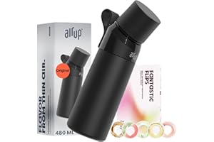 AIR UP® Borraccia Twist Pro Steel in acciaio inox Starter Set Originale, incl. pod aromatizzati in 5 gusti senza zucchero I Borraccia termica 480 ml, mantiene il freddo per 14h, tappo ermetico I Nero