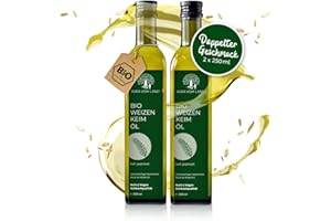 ‎AURA VOM LAND Aura vom Land Bio Premium Weizenkeimöl Naturbelassen 2x250ml Set – Vegan & Reich an Spermidin, Omega 3, Vitamin E – Hochwertiges Speiseöl auch ideal als Haaröl/Körperöl – Bio Oil Made in Germany