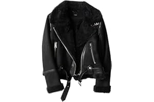 Lederjacke Damen Gefüttert Winterjacke Damen Warm Leder Jacke Damen Winter Ledermantel Frauen Innenfutter Fellkragen Wintermantel Innen Mit Fell Fleece Motorrad Vintage Mantel Reißverschluss