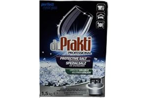 CLOVIN DR.PRAKTI dr.Prakti Sel Regénérant pour Lave-Vaisselle, adoucit l'eau et prévient efficacement le calcaire dans le lave-vaisselle et sur la vaisselle, 1,5 kg