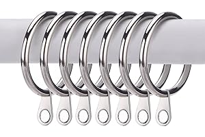 HomeElabador Ganci per Tende in Metallo Anelli con Occhielli Fissi 24 Pezzi, Diametro Interno 30 mm, Argento