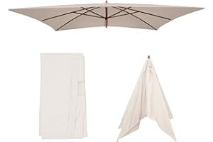Mendler Ersatz-Bezug für Sonnenschirm Florida 3x4m, Sonnenschirmbezug Ersatzbezug, Polyester - Creme
