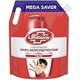Lifebuoy Total 10 Germ Protection Liquid Hand Wash 1.5 L Refill Pack, Kills 99.9% Germs, Liquid Hand Soap Fights Bacteria and