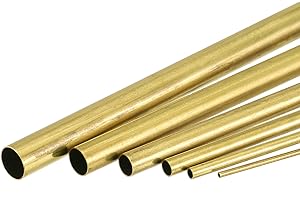 sourcing map Laiton Tube 1mm 2mm 3mm 4mm 5mm 6mm OD x 0,2mm Paroi Épaisseur 300mm Longueur Métal Tube 6Pcs